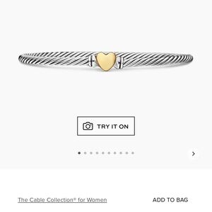 Cable Collection Silver and Gold Heart Bracelet
